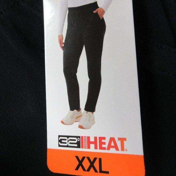 32 DEGREES Ladies Knit Twill Pant XXL-20 Flat Front Elastic Waist Black 2XL NEW - Picture 1 of 12
